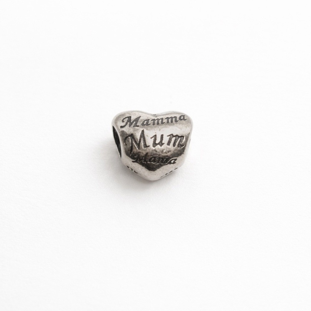 Pandora S 925 Sterling Silver Mom In Many Languages Heart Charm Retired - Picture 3 of 5